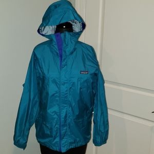 Youth Patagonia rain coat size 12 real blue EUC